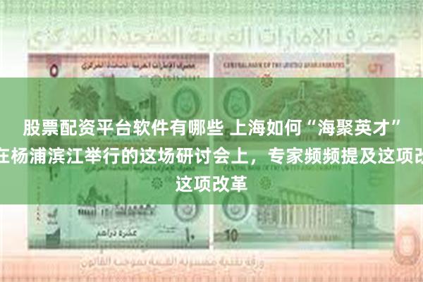 股票配资平台软件有哪些 上海如何“海聚英才”？在杨浦滨江举行的这场研讨会上，专家频频提及这项改革