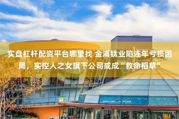 实盘杠杆配资平台哪里找 金浦钛业陷连年亏损困局，实控人之女旗下公司或成“救命稻草”