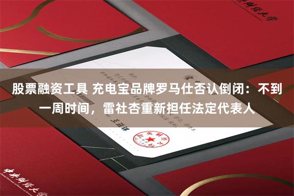 股票融资工具 充电宝品牌罗马仕否认倒闭：不到一周时间，雷社杏重新担任法定代表人