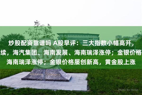 炒股配资靠谱吗 A股早评：三大指数小幅高开，海南自贸区概念涨势延续，海汽集团、海南发展、海南瑞泽涨停；金银价格屡创新高，黄金股上涨